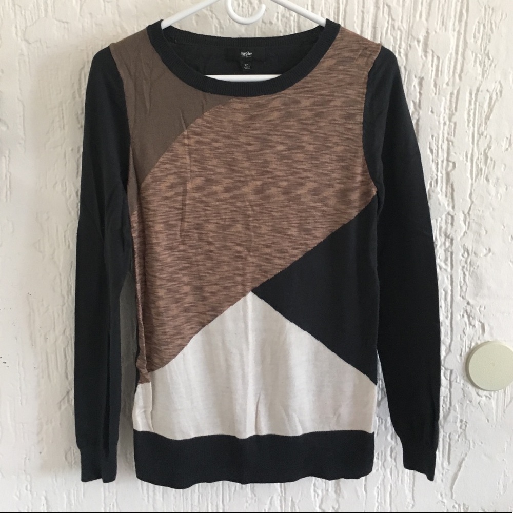 Mossimo Neutral Color Block Sweater Size Small Petite
